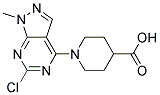 1-(6-chloro-1-methyl-1H-pyrazolo[3,4-d]pyrimidin-4-yl)piperidine-4-carboxylic acid Struktur