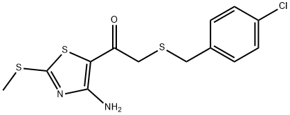 1-(4-Amino-2-(methylthio)thiazol-5-yl)-2-(4-chlorobenzylthio)ethanone Struktur