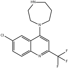 1-[6-CHLORO-2-(TRIFLUOROMETHYL)QUINOL-4-YL]HOMOPIPERAZIN Struktur