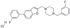 1-(3-FLUOROBENZYL)-4-([5-(3-FLUOROPHENYL)-1-BENZOFURAN-2-YL]METHYL)PIPERAZINE HYDROCHLORIDE Struktur