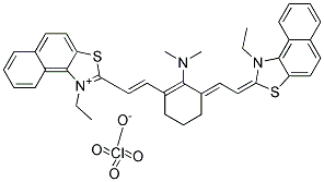 2-[(E)-2-(2-(DIMETHYLAMINO)-3-((E)-2-[1-ETHYLNAPHTHO[1,2-D][1,3]THIAZOL-2(1H)-YLIDENE]ETHYLIDENE)-1-CYCLOHEXEN-1-YL)ETHENYL]-1-ETHYLNAPHTHO[1,2-D][1,3]THIAZOL-1-IUM PERCHLORATE Struktur