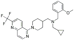 1-CYCLOPROPYL-N-(2-METHOXYBENZYL)-N-((1-[2-(TRIFLUOROMETHYL)-1,6-NAPHTHYRIDIN-5-YL]PIPERIDIN-4-YL)METHYL)METHANAMINE Structure