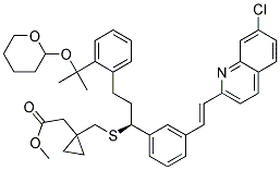 [1-((S)-1-{3-[(E)-2-(7-CHLORO-QUINOLIN-2-YL)-VINYL]-PHENYL}-3-{2-[1-METHYL-1-(TETRAHYDRO-PYRAN-2-YLOXY)-ETHYL]-PHENYL}-PROPYLSULFANYLMETHYL)-CYCLOPROPYL]-ACETIC ACID METHYL ESTER Struktur