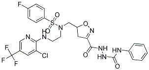 2-((5-(((2-((3-Chloro-5-(trifluoromethyl)-2-pyridinyl)amino)ethyl)((4-fluorophenyl)sulfonyl)amino)methyl)-4,5-dihydro-3-isoxazolyl)carbonyl)-N-phenyl-1-hydrazinecarboxamide Struktur