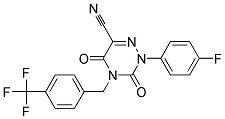 2-(4-Fluorophenyl)-3,5-dioxo-4-(4-(trifluoromethyl)benzyl)-2,3,4,5-tetrahydro-1,2,4-triazine-6-carbonitrile Struktur