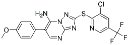 2-((3-Chloro-5-(trifluoromethyl)-2-pyridinyl)sulfanyl)-6-(4-methoxyphenyl)(1,2,4)triazolo[1,5-a]pyrimidin-7-amine Struktur