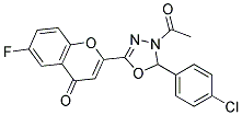 2-[4-ACETYL-5-(4-CHLOROPHENYL)-4,5-DIHYDRO-[1,3,4]OXADIAZOL-2-YL]-6-FLUORO-CHROMEN-4-ONE Struktur