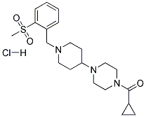 1-(CYCLOPROPYLCARBONYL)-4-(1-[2-(METHYLSULFONYL)BENZYL]PIPERIDIN-4-YL)PIPERAZINE HYDROCHLORIDE Struktur