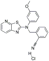 2-([(3-METHOXYPHENYL)([1,3]THIAZOLO[5,4-B]PYRIDIN-2-YL)AMINO]METHYL)BENZONITRILE HYDROCHLORIDE Struktur