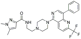 1,5-DIMETHYL-N-(2-(4-[8-PHENYL-2-(TRIFLUOROMETHYL)-1,6-NAPHTHYRIDIN-5-YL]PIPERAZIN-1-YL)ETHYL)-1H-PYRAZOLE-3-CARBOXAMIDE Struktur