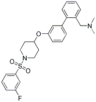 1-[3'-((1-[(3-FLUOROPHENYL)SULFONYL]PIPERIDIN-4-YL)OXY)BIPHENYL-2-YL]-N,N-DIMETHYLMETHANAMINE Struktur