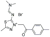 2-{[(dimethylamino)methylidene]amino}-5-methyl-3-[2-(4-methylphenyl)-2-oxoethyl]-1,3,4-thiadiazol-3-ium bromide Struktur