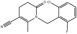 1-(2-Chloro-6-fluorobenzyl)-5-cyano-6-methyl-1,2,3,4-tetrahydropyridin-2-one Struktur