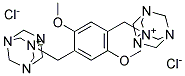 1-[2,5-dimethoxy-4-(3,5,7-triaza-1-azoniatricyclo[3.3.1.1~3,7~]dec-1-ylmethyl)benzyl]-3,5,7-triaza-1-azoniatricyclo[3.3.1.1~3,7~]decane dichloride Struktur