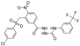 2-(3-(((4-Chlorophenyl)sulfonyl)methyl)-4-nitrobenzoyl)-N-(3-(trifluoromethyl)phenyl)-1-hydrazinecarboxamide Struktur