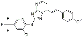 2-((3-Chloro-5-(trifluoromethyl)-2-pyridinyl)sulfanyl)-7-(4-methoxystyryl)(1,2,4)triazolo[1,5-a]pyrimidine Struktur