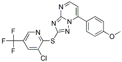 2-((3-Chloro-5-(trifluoromethyl)-2-pyridinyl)sulfanyl)-7-(4-methoxyphenyl)(1,2,4)triazolo[1,5-a]pyrimidine Struktur