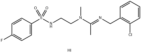 (2-CHLOROPHENYL)-N-((E)-1-[(2-([(4-FLUOROPHENYL)SULFONYL]AMINO)ETHYL)(METHYL)AMINO]ETHYLIDENE)METHANAMINIUM IODIDE Struktur