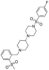 1-[(4-FLUOROPHENYL)SULFONYL]-4-(1-[2-(METHYLSULFONYL)BENZYL]PIPERIDIN-4-YL)PIPERAZINE Struktur