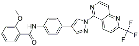 2-METHOXY-N-(4-(1-[2-(TRIFLUOROMETHYL)-1,6-NAPHTHYRIDIN-5-YL]-1H-PYRAZOL-4-YL)PHENYL)BENZAMIDE Struktur