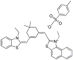 1-ETHYL-2-[(3-([3-ETHYL-1,3-BENZOTHIAZOL-2(3H)-YLIDENE]METHYL)-5,5-DIMETHYL-2-CYCLOHEXEN-1-YLIDENE)METHYL]NAPHTHO[1,2-D][1,3]THIAZOL-1-IUM 4-METHYLBENZENESULFONATE Struktur