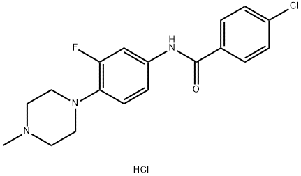 1-(4-[(4-CHLOROBENZOYL)AMINO]-2-FLUOROPHENYL)-4-METHYLHEXAHYDROPYRAZIN-4-IUM CHLORIDE Struktur