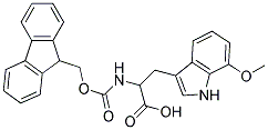 2-{[(9H-fluoren-9-ylmethoxy)carbonyl]amino}-3-(7-methoxy-1H-indol-3-yl)propanoic acid Struktur