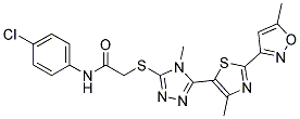 2-(4-METHYL-5-(4-METHYL-2-(5-METHYLISOXAZOL-3-YL)THIAZOL-5-YL)-4H-1,2,4-TRIAZOL-3-YLTHIO)-N-(4-CHLOROPHENYL)ACETAMIDE Struktur