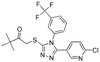 1-({5-(6-CHLORO-3-PYRIDYL)-4-[3-(TRIFLUOROMETHYL)PHENYL]-4H-1,2,4-TRIAZOL-3 -YL}THIO)-3,3-DIMETHYLBUTAN-2-ONE Struktur