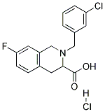 2-(3-CHLORO-BENZYL)-7-FLUORO-1,2,3,4-TETRAHYDRO-ISOQUINOLINE-3-CARBOXYLIC ACID HYDROCHLORIDE Struktur