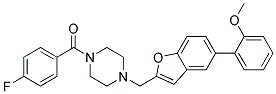 1-(4-FLUOROBENZOYL)-4-([5-(2-METHOXYPHENYL)-1-BENZOFURAN-2-YL]METHYL)PIPERAZINE Struktur