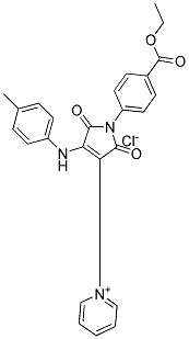 1-[1-[4-(ethoxycarbonyl)phenyl]-2,5-dioxo-4-(4-toluidino)-2,5-dihydro-1H-pyrrol-3-yl]pyridinium chloride Struktur