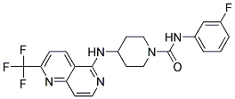 N-(3-FLUOROPHENYL)-4-([2-(TRIFLUOROMETHYL)-1,6-NAPHTHYRIDIN-5-YL]AMINO)PIPERIDINE-1-CARBOXAMIDE Struktur