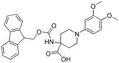 4-(((9H-FLUOREN-9-YL)METHOXY)CARBONYLAMINO)-1-(3,4-DIMETHOXYPHENYL)PIPERIDINE-4-CARBOXYLIC ACID Struktur