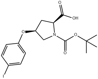 (2S,4S)-1-(TERT-BUTOXYCARBONYL)-4-(4-IODOPHENOXY)-2-PYRROLIDINECARBOXYLIC ACID Struktur