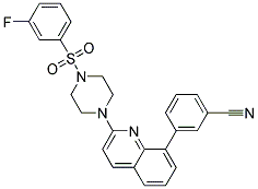 3-(2-(4-[(3-FLUOROPHENYL)SULFONYL]PIPERAZIN-1-YL)QUINOLIN-8-YL)BENZONITRILE Struktur