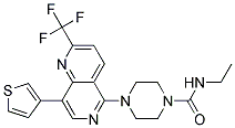 N-ETHYL-4-[8-(3-THIENYL)-2-(TRIFLUOROMETHYL)-1,6-NAPHTHYRIDIN-5-YL]PIPERAZINE-1-CARBOXAMIDE Struktur