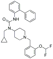 N'-BIPHENYL-2-YL-N-(CYCLOPROPYLMETHYL)-N-(1-[2-(DIFLUOROMETHOXY)BENZYL]PIPERIDIN-4-YL)UREA Struktur