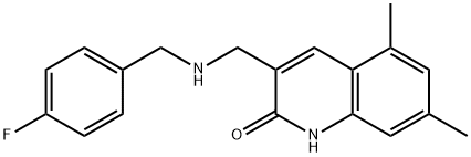 3-[(4-FLUORO-BENZYLAMINO)-METHYL]-5,7-DIMETHYL-1H-QUINOLIN-2-ONE Struktur