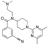 3-CYANO-N-[2-(DIMETHYLAMINO)ETHYL]-N-[1-(4,6-DIMETHYLPYRIMIDIN-2-YL)PIPERIDIN-4-YL]BENZAMIDE Struktur