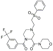 4-((4-[2-(PHENYLSULFONYL)ETHYL]-1-[3-(TRIFLUOROMETHYL)BENZOYL]PIPERAZIN-2-YL)CARBONYL)MORPHOLINE Struktur