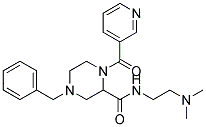 4-BENZYL-N-[2-(DIMETHYLAMINO)ETHYL]-1-(PYRIDIN-3-YLCARBONYL)PIPERAZINE-2-CARBOXAMIDE Struktur