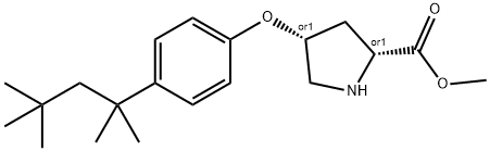 METHYL (2S,4S)-4-[4-(1,1,3,3-TETRAMETHYLBUTYL)-PHENOXY]-2-PYRROLIDINECARBOXYLATE Struktur