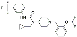 N-(CYCLOPROPYLMETHYL)-N-(1-[2-(DIFLUOROMETHOXY)BENZYL]PIPERIDIN-4-YL)-N'-[3-(TRIFLUOROMETHYL)PHENYL]UREA Struktur