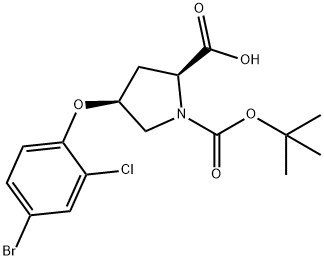 (2S,4S)-4-(4-BROMO-2-CHLOROPHENOXY)-1-(TERT-BUTOXYCARBONYL)-2-PYRROLIDINECARBOXYLIC ACID Struktur