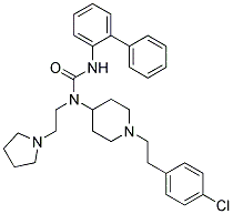 N'-BIPHENYL-2-YL-N-(1-[2-(4-CHLOROPHENYL)ETHYL]PIPERIDIN-4-YL)-N-(2-PYRROLIDIN-1-YLETHYL)UREA Struktur