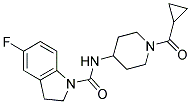 N-[1-(CYCLOPROPYLCARBONYL)PIPERIDIN-4-YL]-5-FLUOROINDOLINE-1-CARBOXAMIDE Struktur