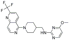 4-METHOXY-N-((1-[2-(TRIFLUOROMETHYL)-1,6-NAPHTHYRIDIN-5-YL]PIPERIDIN-4-YL)METHYL)PYRIMIDIN-2-AMINE Struktur