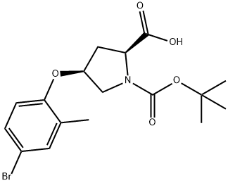 (2S,4S)-4-(4-BROMO-2-METHYLPHENOXY)-1-(TERT-BUTOXYCARBONYL)-2-PYRROLIDINECARBOXYLIC ACID Struktur