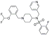 N-(1-[2-(DIFLUOROMETHOXY)BENZYL]PIPERIDIN-4-YL)-2-FLUORO-N-(PYRIDIN-3-YLMETHYL)BENZENESULFONAMIDE Struktur